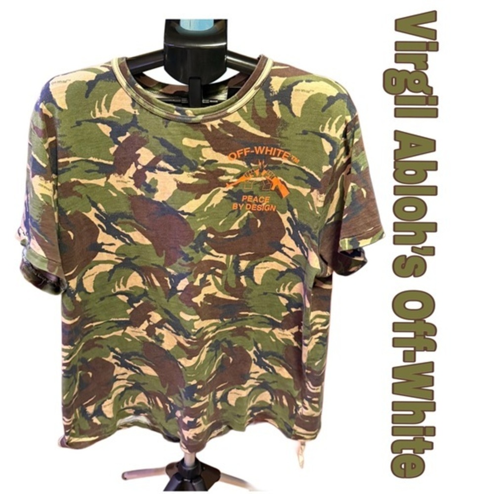 Off-White c/o Virgil Abloh “Peace By Design” Camo Graphic Tee – Size M EUC